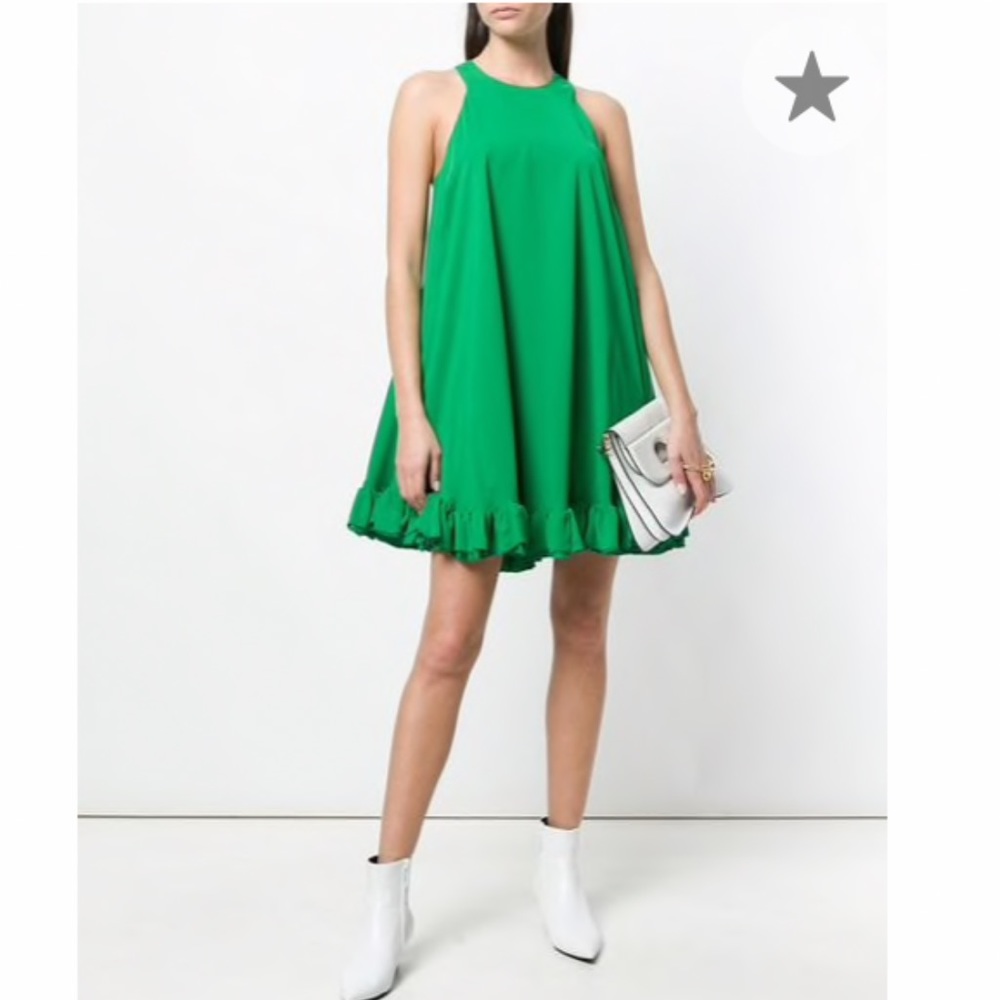MSGM Black Sleeveless Racerback Mini Swing Dress with Ruffle Hem, Size Small